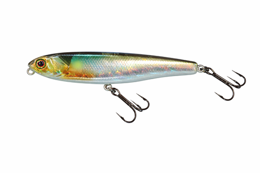 Jackall Bonnie 95 12.6g wobbler lure, shiny metallic finish, designed for freshwater fishing, with realistic eye details.