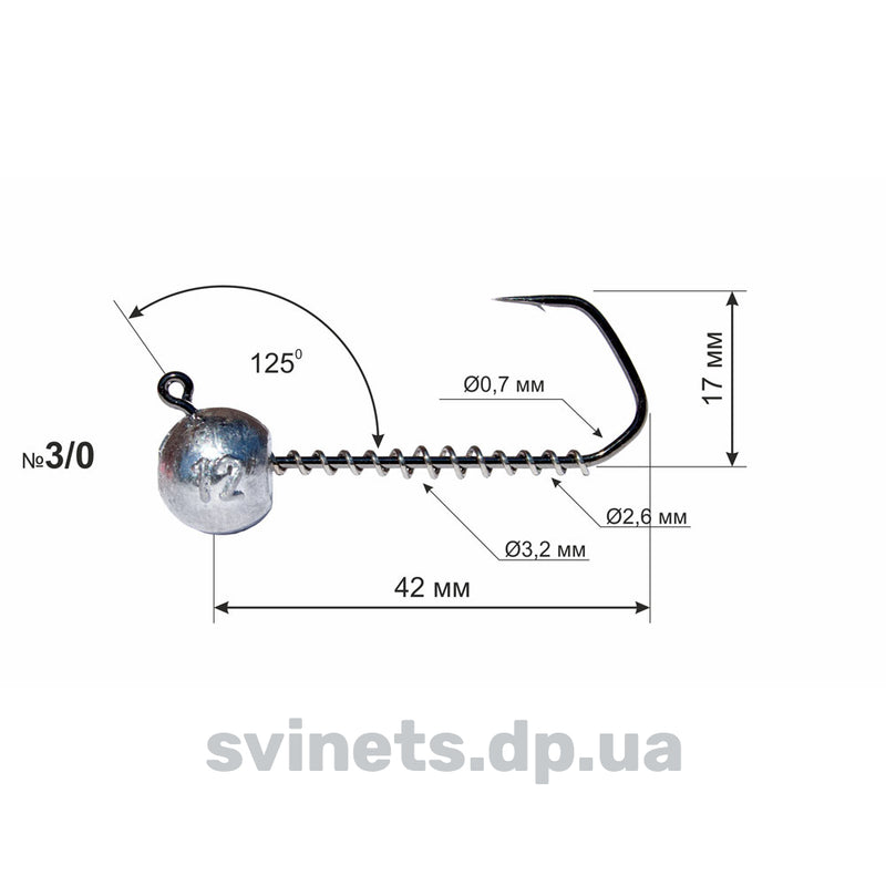 DS Barbarian jig head, size 3-0, with a sleek design for fishing, shown in a 1000x1000 image.