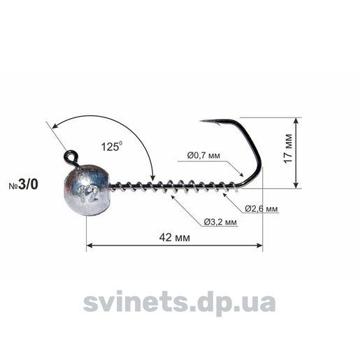 DS Barbarian jig head, size 3-0, with a sleek design for fishing, shown in a 1000x1000 image.