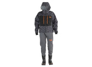 Daiwa D-VEC Wading Jacket in waterproof material with adjustable hood and multiple pockets for fishing and outdoor activities.