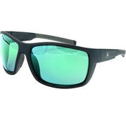 Fishing Legacy DIVNA polarized sunglasses with black frames and dark tinted lenses, designed for outdoor fishing and sports.