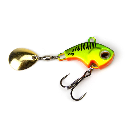 DS Tail Spinner, a colorful and sleek metallic spinning toy with multiple blades, designed for outdoor play and entertainment.