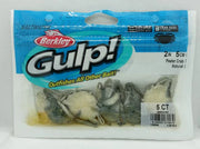 Berkley Gulp Peeler Crab 2-inch soft lure showing a realistic crab shape in natural colors for fishing bait.