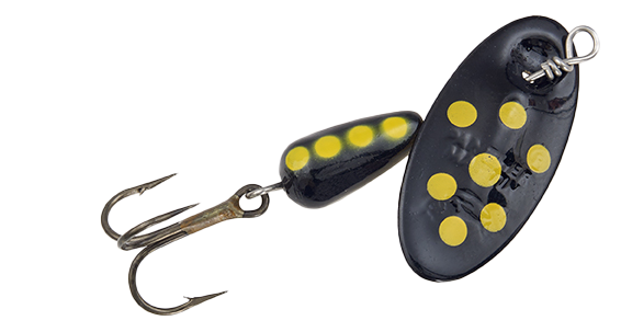 Panther Martin Spinner fishing lure with silver blade and colorful body, designed for freshwater fishing enthusiasts.