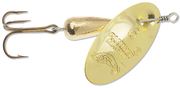 Panther Martin Spinner in silver with black accents, designed for fishing, featuring a streamlined body and spinning blade.