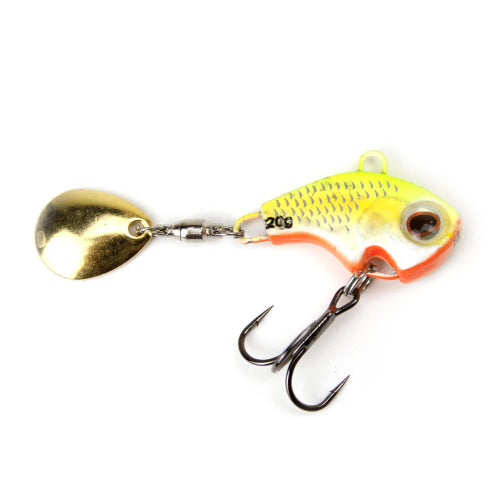 DS tail spinner for fishing, featuring a sleek metal design with vibrant colors and a spinning blade for attracting fish.