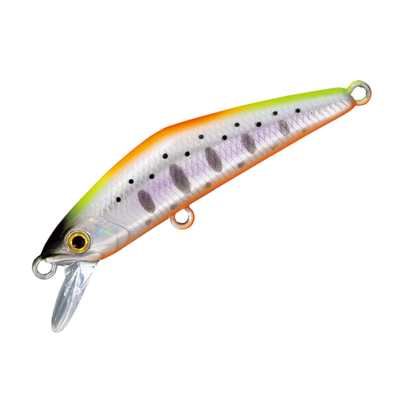 Smith D-COMPACT 45mm 3.5g wobbler fishing lure, shown in natural outdoor setting with vibrant color details.