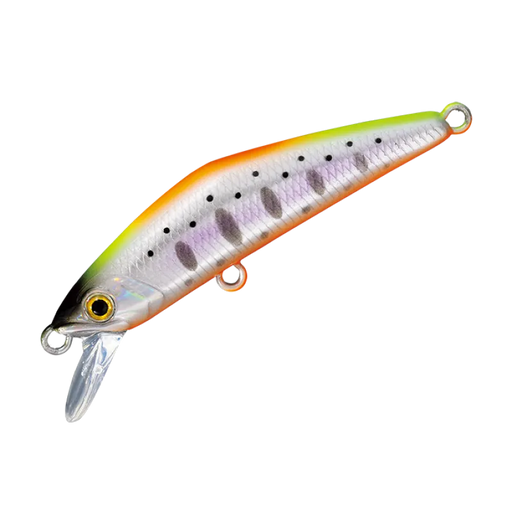 Smith D-COMPACT 45mm 3.5g wobbler fishing lure, shown in natural outdoor setting with vibrant color details.