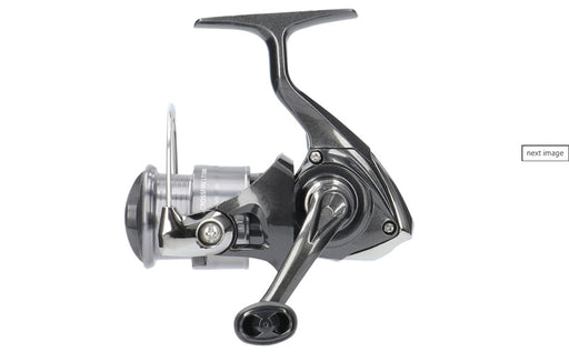 Daiwa 26 Crossfire LT fishing reel with black and silver design, showcasing the lightweight, durable construction of the reels.