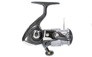 Daiwa 26 CROSSFIRE LT spinning reel with black and silver design, featuring compact body and ergonomic handle.