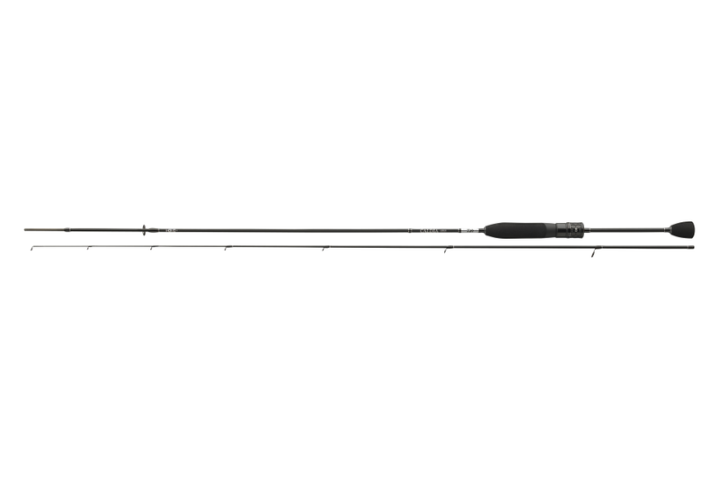 Daiwa Caldia Nanojig UL fishing rod with lightweight design, featuring sleek black and silver finish, suitable for ultralight jigging.