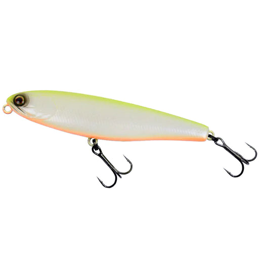 Pearl-colored Jackall Bonnie 85 9.1g wobbler fishing lure, designed for freshwater and saltwater fishing.