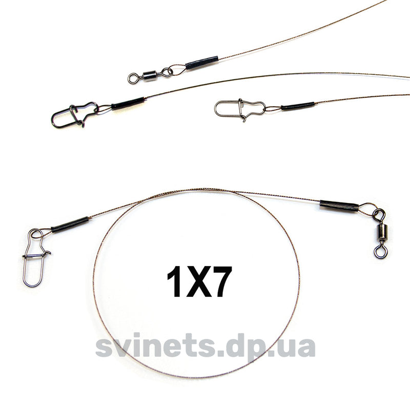 DS Leader AFW 1x7 fishing leader with 1.0mm thickness, shown in a close-up image highlighting the durable, flexible material.